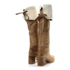 Miu Miu Shearling Calfskin Knee High Heel Boot 38.5 Brown