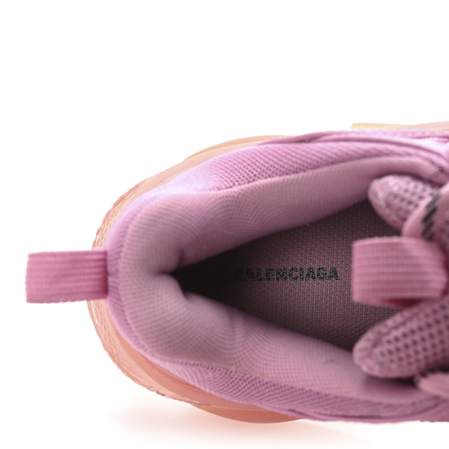 Balenciaga Fabric Mesh Clear Sole Womens Triple S Sneakers 38 Pink