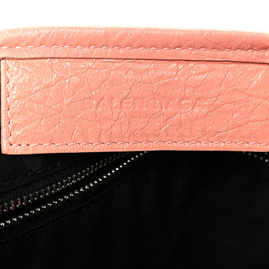 Balenciaga Agneau Stadio Ruban Viscose Navy Cabas XS Rose Ballerine