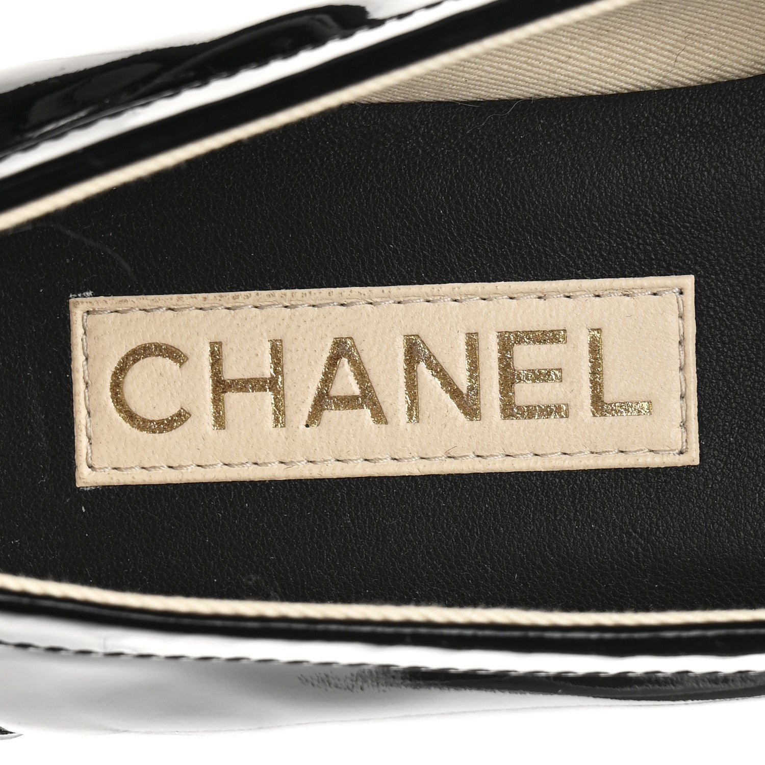 Chanel Patent CC Mocassin Loafers 38 Black