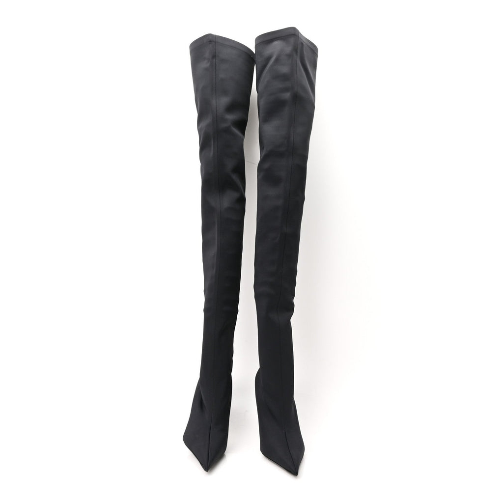 Balenciaga Spandex Pointed Toe Knife Thigh High Boots 39 Black