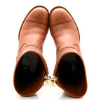 Chanel Calfskin CC Logo Mid Calf Boots 39 Brown