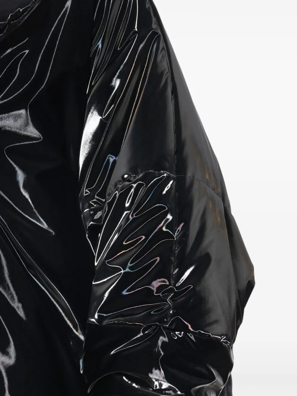 Saint Laurent Crinkled Glossy Padded Coat Black