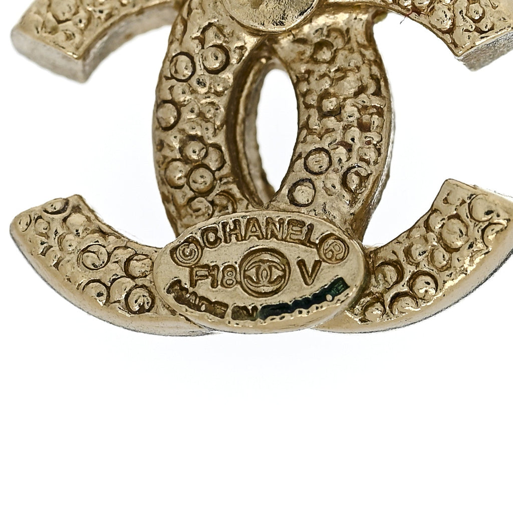 Chanel Crystal CC Earrings Gold