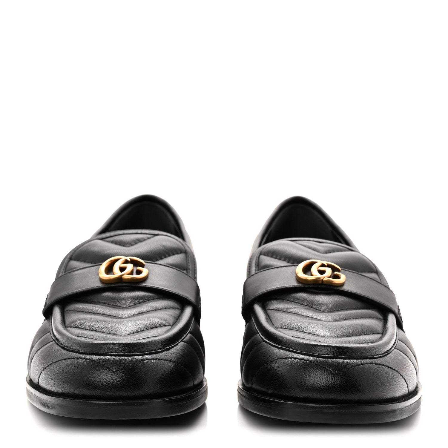 Gucci Nappa Matelasse Double G Marmont Loafers 42 Black