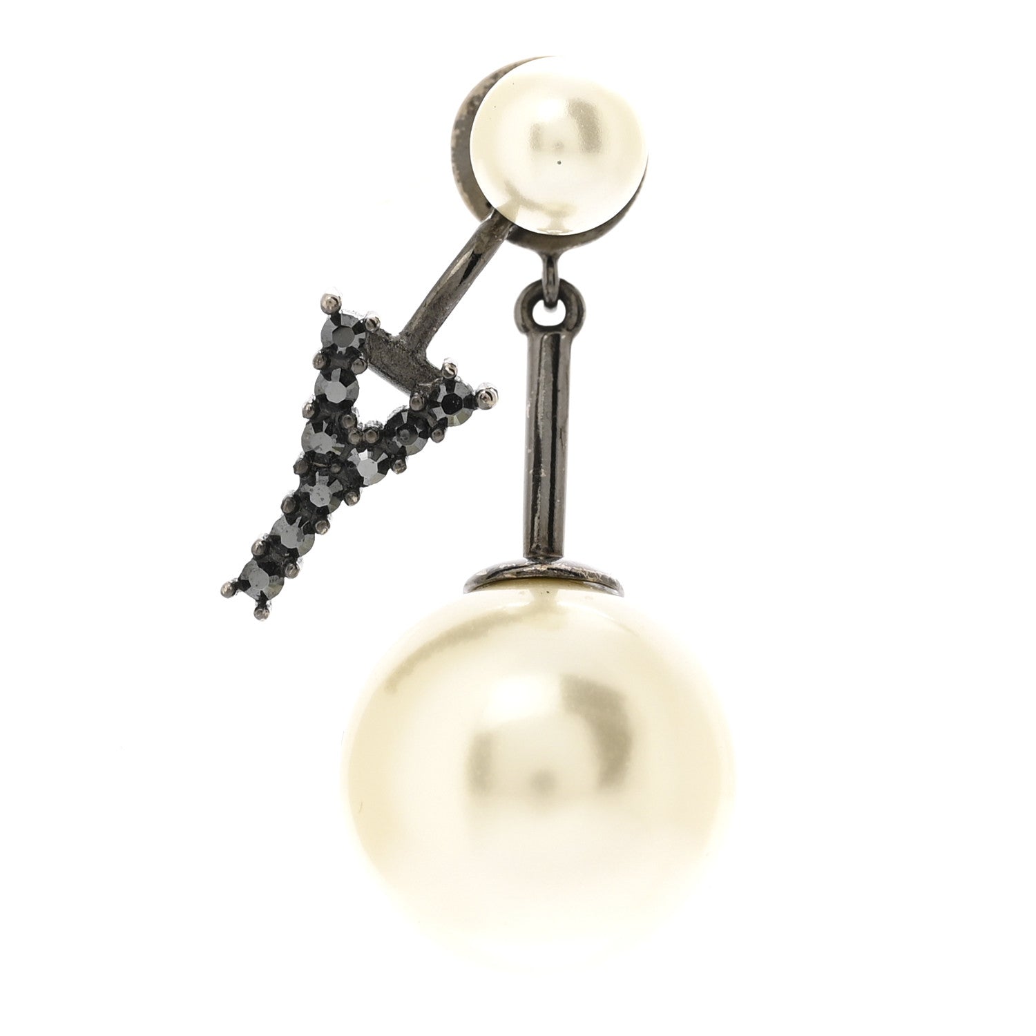 Christian Dior Crystal Pearl My ABCDior Y Tribale Earring Black Silver