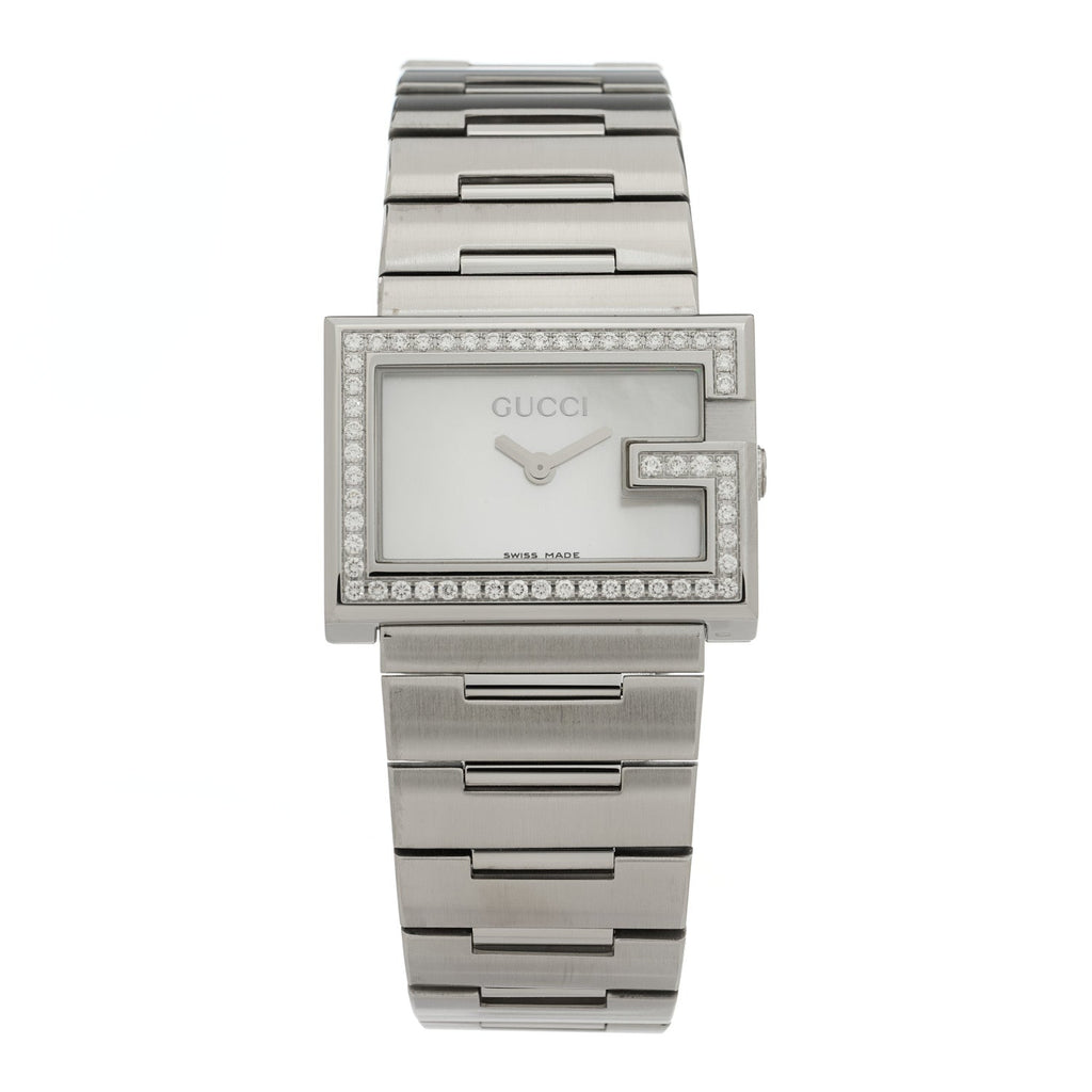 Gucci Stainless Steel Diamond Bezel Mother of Pearl 31mm 100L Quartz Watch