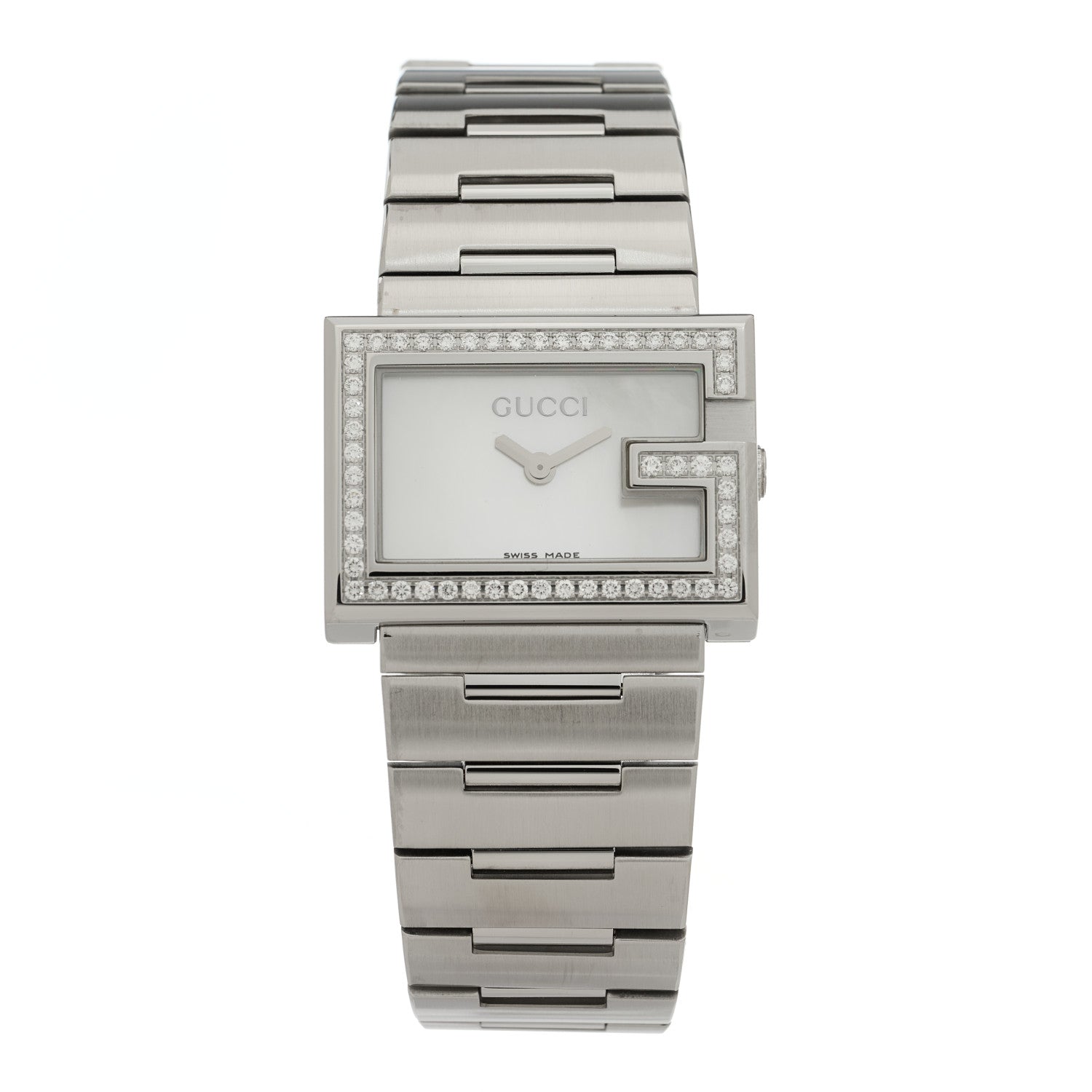 Gucci Stainless Steel Diamond Bezel Mother of Pearl 31mm 100L Quartz Watch