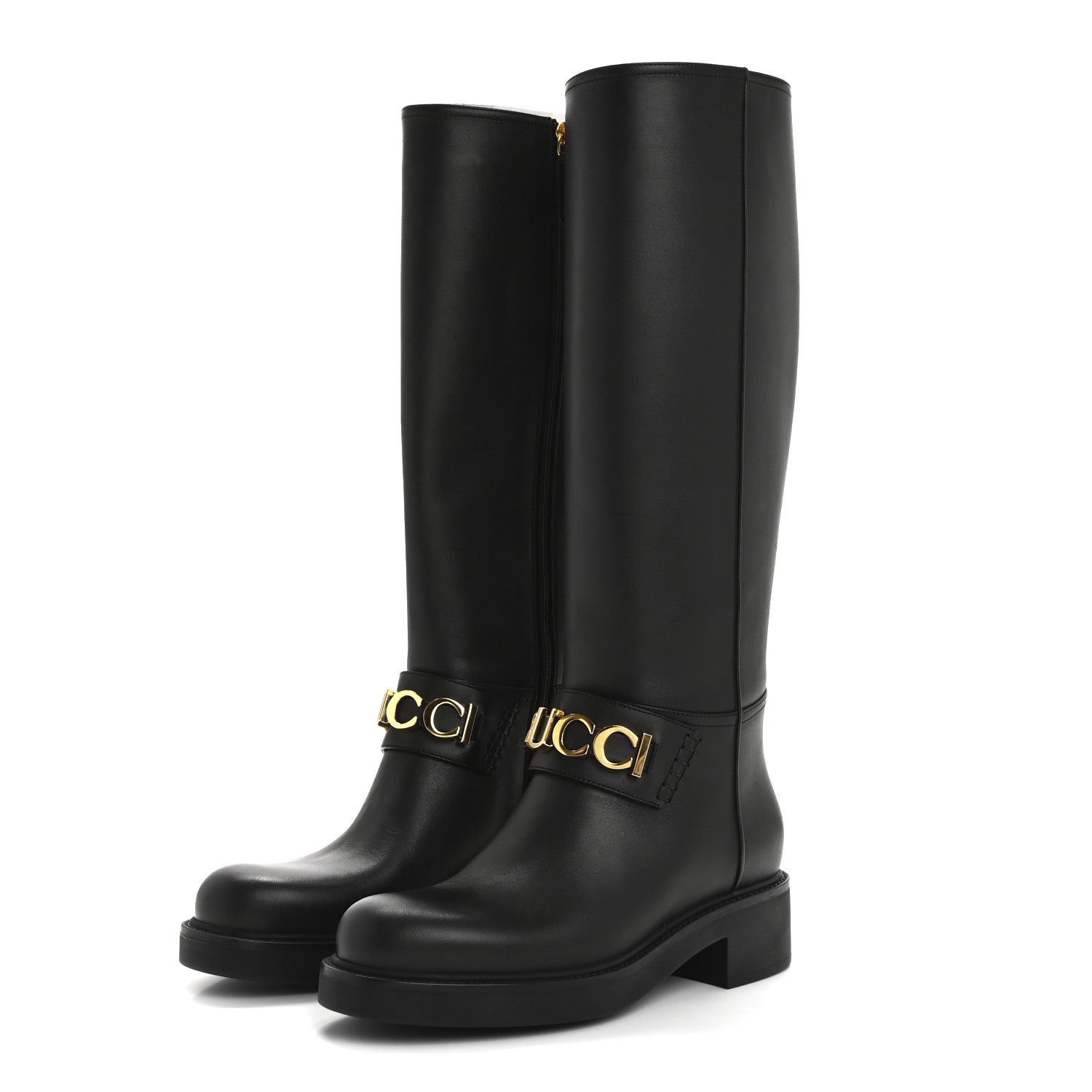 Gucci Calfskin Over The Knee Boots 37 Black