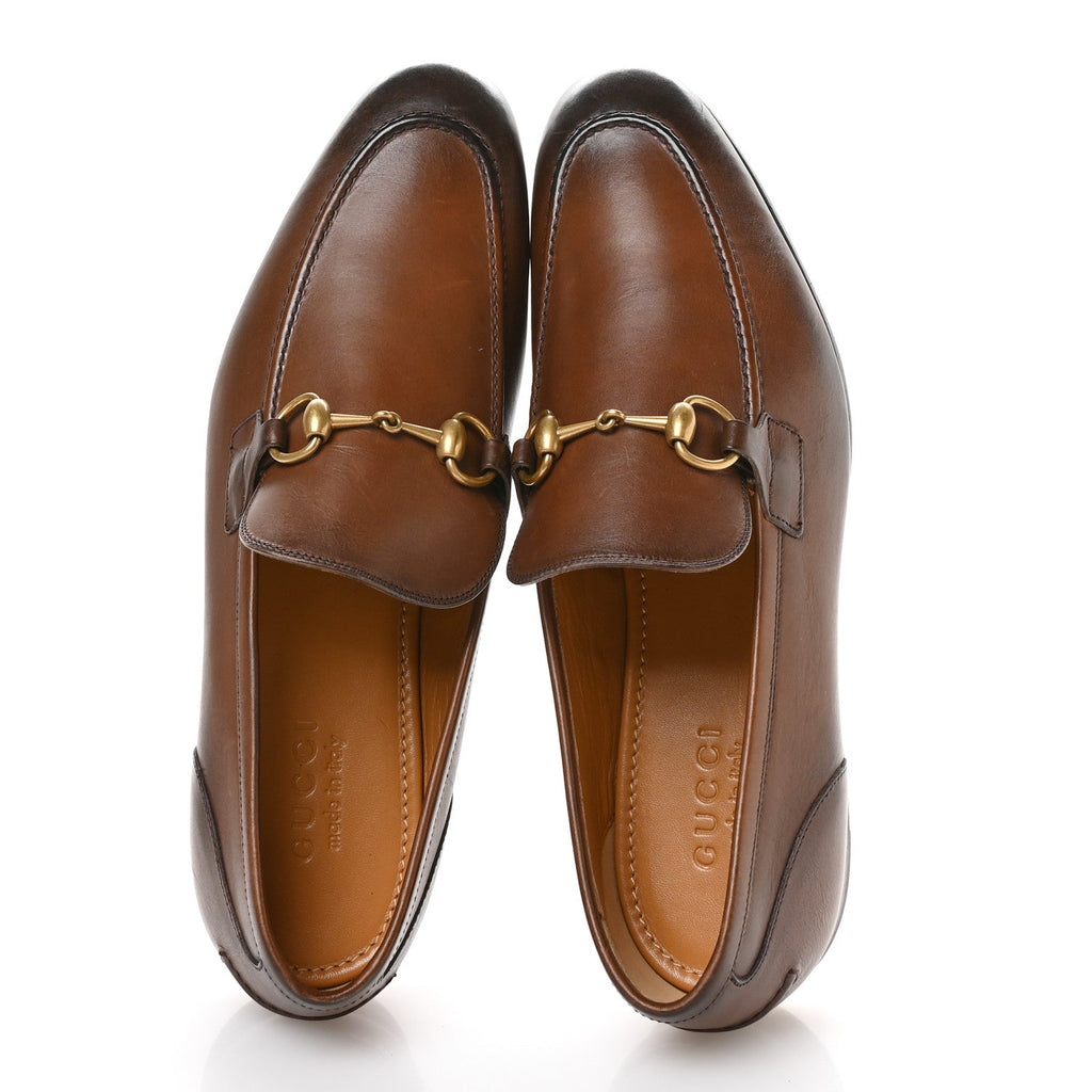 Gucci Betis Glamour Calfskin Horsebit Mens Jordaan Loafers 9 Fondente