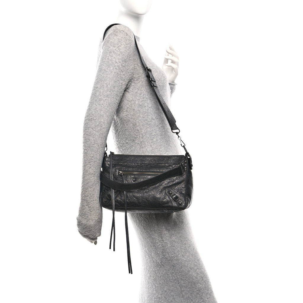 Balenciaga Agneau Arena Storico Classic Hardware Small Le City Moto Black