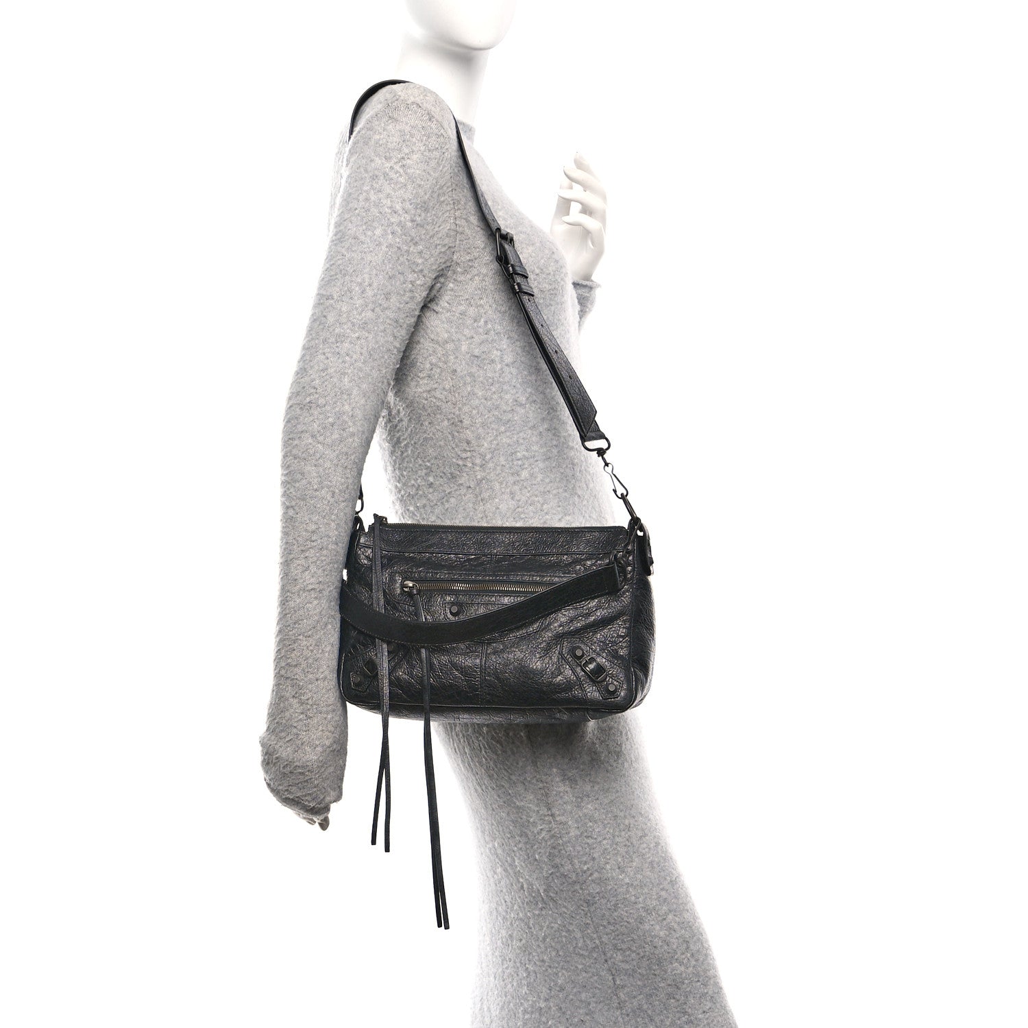 Balenciaga Agneau Arena Storico Classic Hardware Small Le City Moto Black