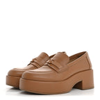 Chanel Calfskin CC Platform Loafers 38 Beige