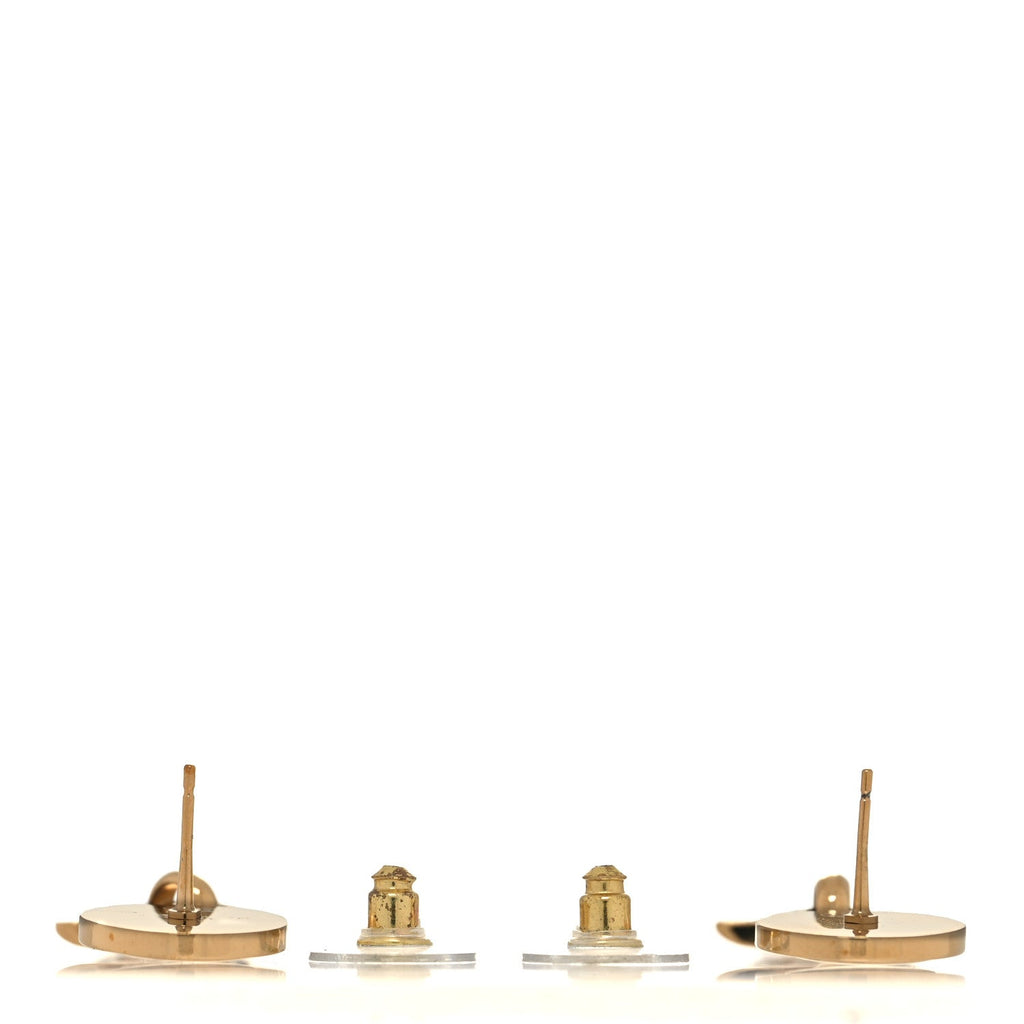 Chanel Metal Enamel Cha-Nel Logo Drop Earrings Gold Black