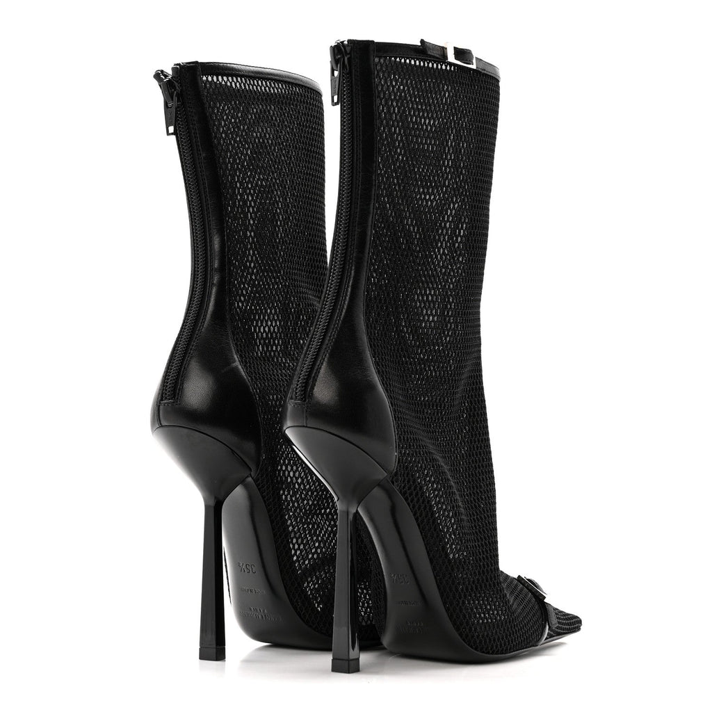 Saint Laurent Elba Applique Tulle Aston 115 Boots 35.5 Black
