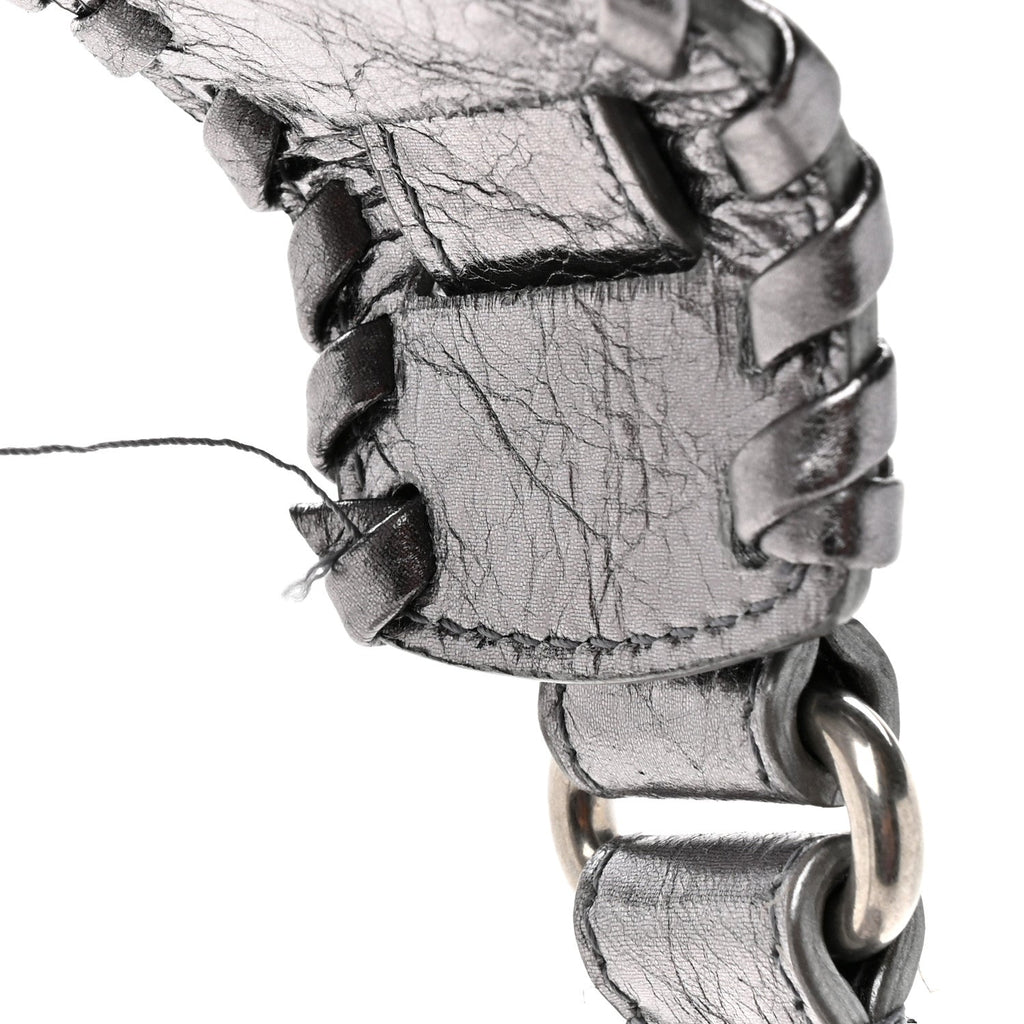 Balenciaga Metallic Agneau Arena Mini Le Cagole Duffle Crossbody Bag Silver
