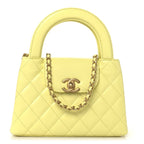 Chanel Shiny Aged Calfskin Quilted Nano Kelly Shopper Light Yellow