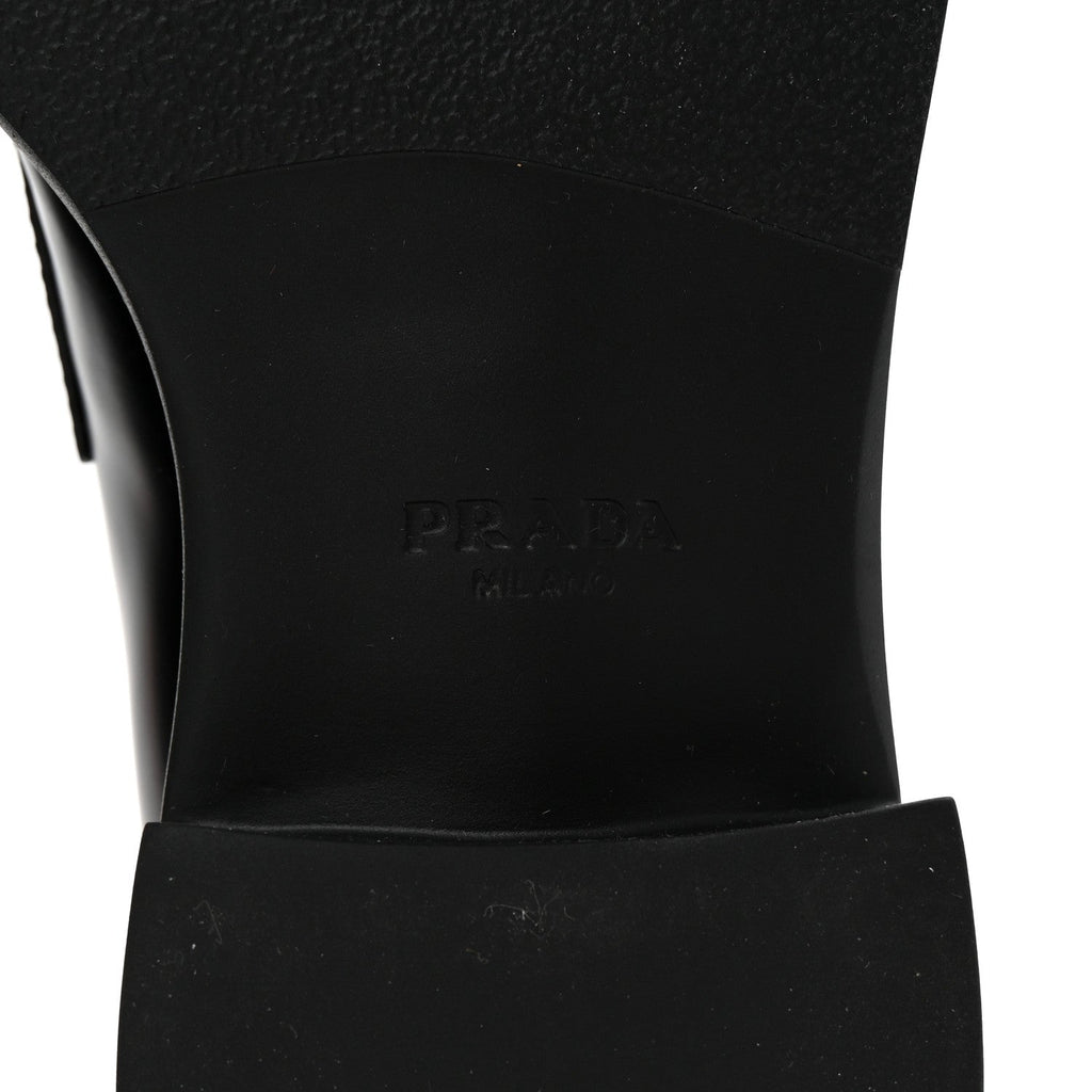 Prada Spazzolato Metal Triangle Logo 50mm Loafers 36.5 Black