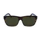 Saint Laurent Sunglasses Square Full Rim, Striped Havana Frame and Green Lens SL431SLIM005