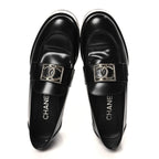Chanel Calfskin Metal CC Loafers 39 Black