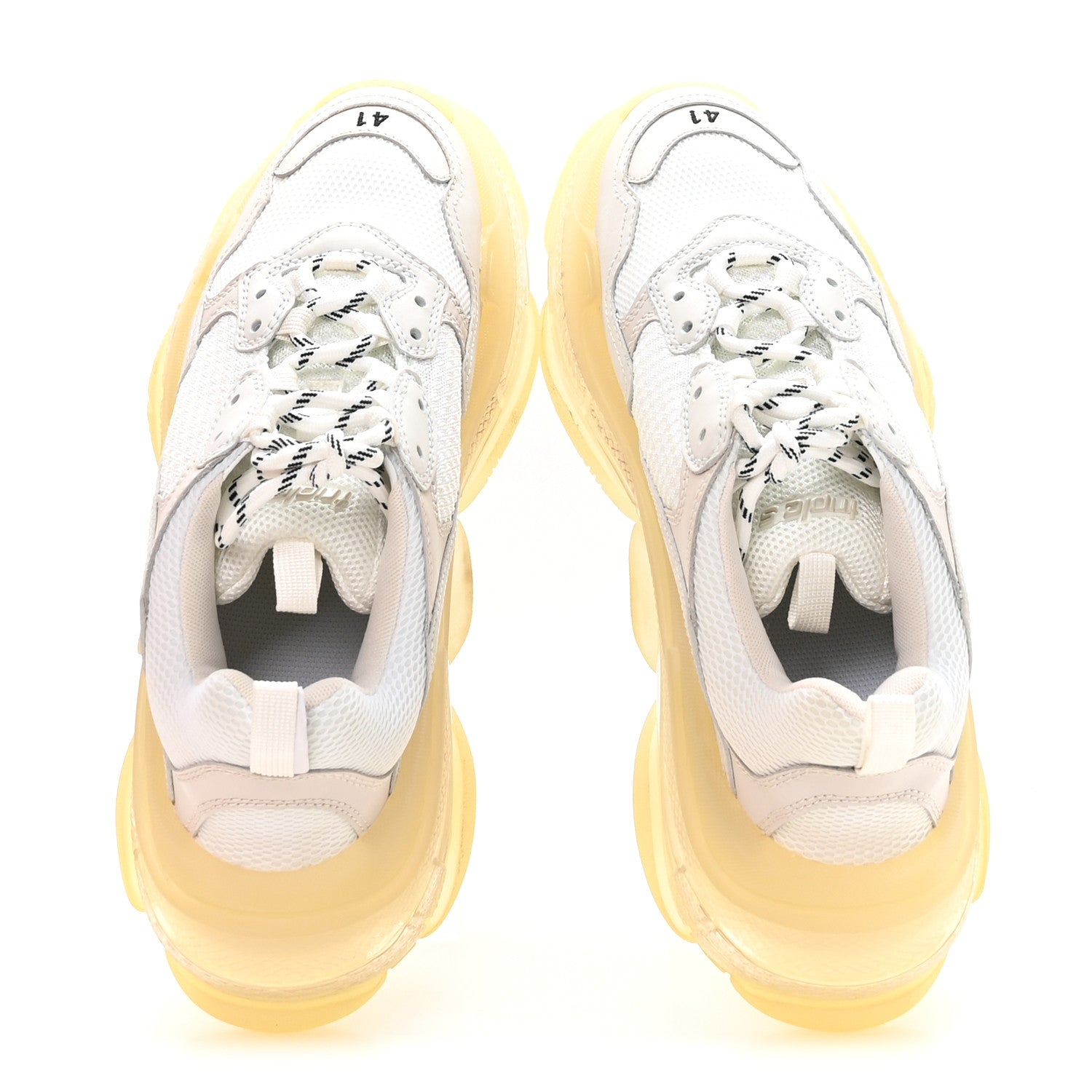 Balenciaga Fabric Mesh Clear Sole Womens Triple S Sneakers 41 White