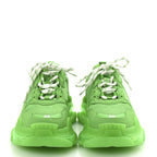 Balenciaga Fabric Mesh Clear Sole Womens Triple S Sneakers 36 Fluo Green