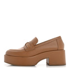 Chanel Calfskin CC Platform Loafers 38 Beige
