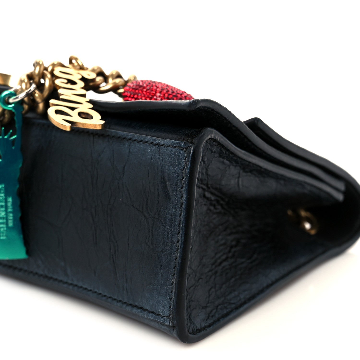 Balenciaga Crushed Calfskin Quilted Small Souvenirs Crush Chain Bag Black