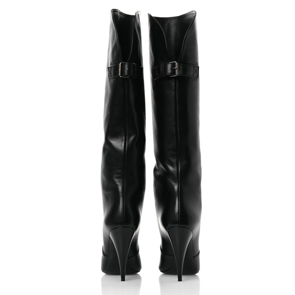 Saint Laurent Lambskin Koller 110 Tall Boots 36.5 Black