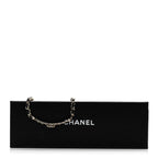 Chanel Metal Lambskin Crystal CC Choker Necklace Black Gold