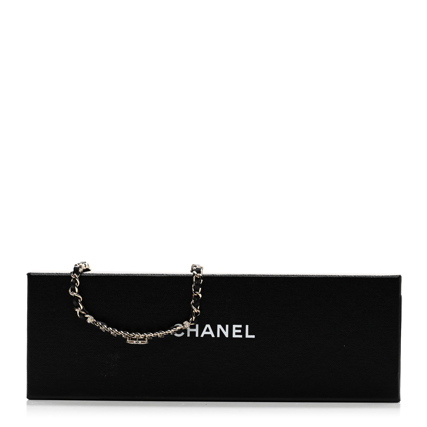 Chanel Metal Lambskin Crystal CC Choker Necklace Black Gold