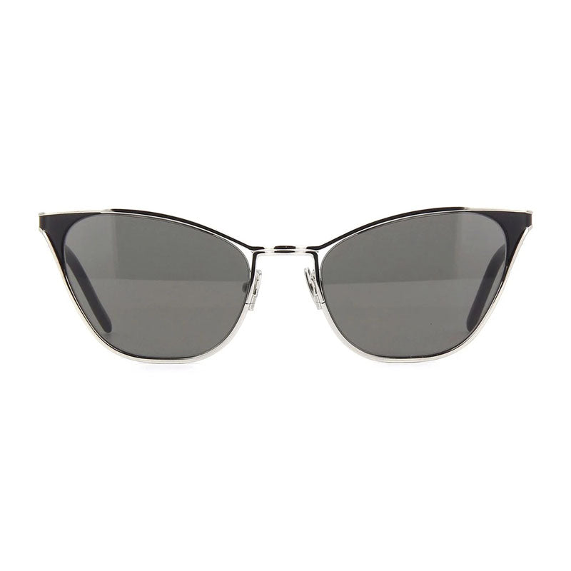 Saint Laurent Sunglasses Cat Eye Full Rim, Silver Frame and Grey Lens SL409001