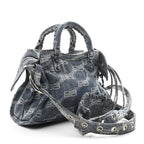 Balenciaga Denim BB Monogram Neo Cagole Handbag XS Blue