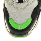Balenciaga Fabric Mesh Womens Triple S Sneakers 37 White Green Fluo Black