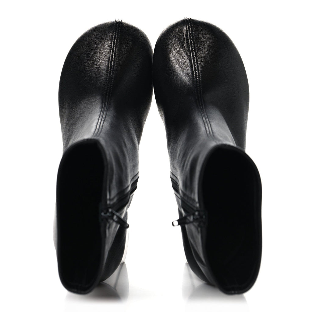 Balenciaga Shiny Soft Sheepskin Glove 80mm Ankle Boots 37.5 Black
