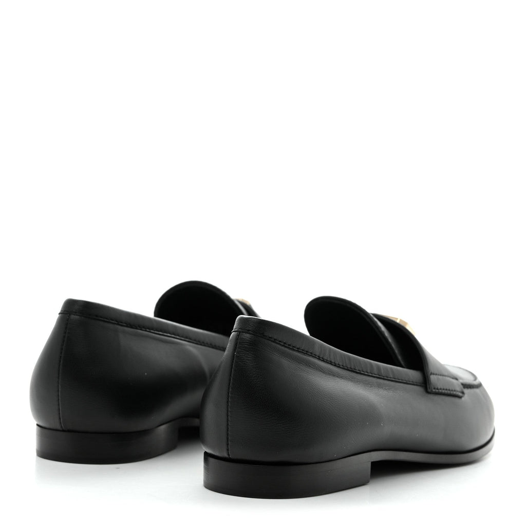 Chanel Lambskin Enamel CC Moccasin Loafers 37 Black