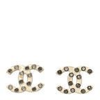 Chanel Crystal Enamel CC Earrings White