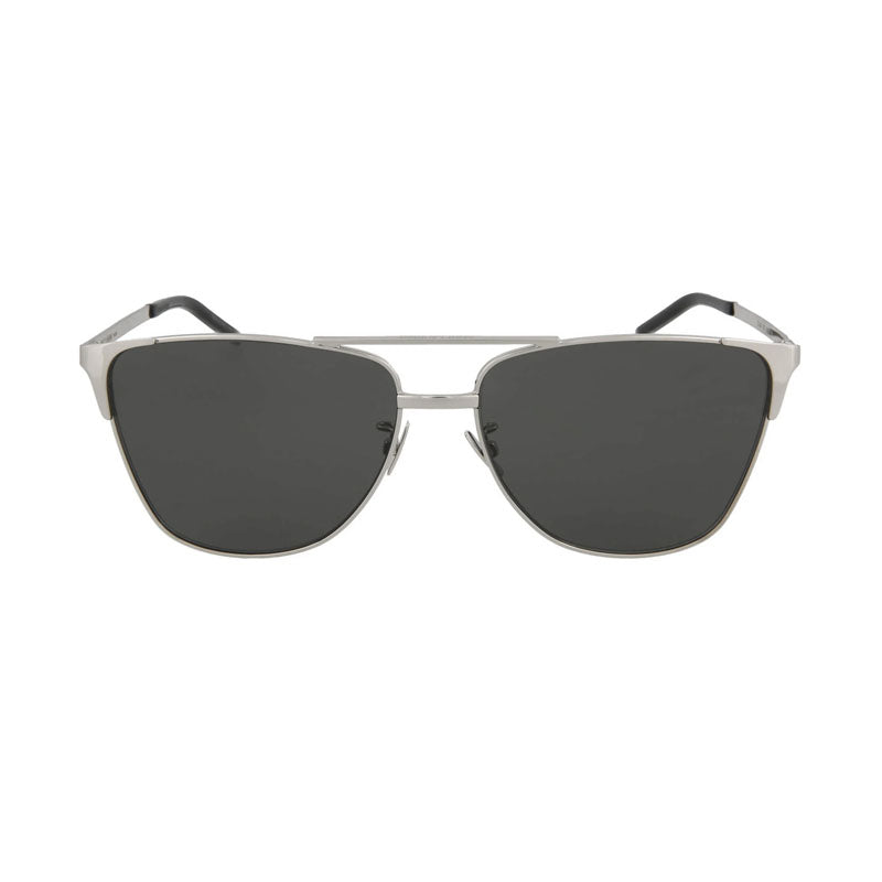 Saint Laurent Sunglasses Square Full Rim, Silver Frame and Grey Lens SL280003