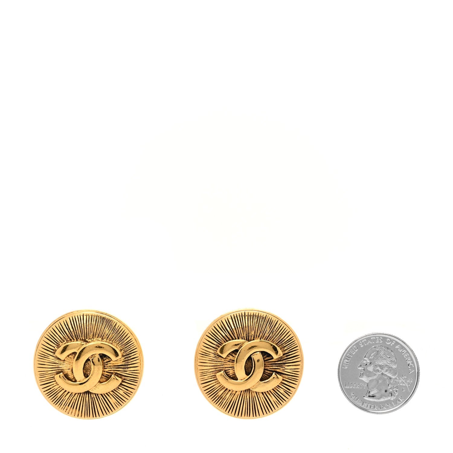 Chanel CC Button Clip On Earrings Gold