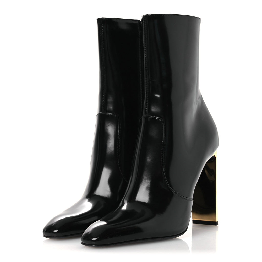 Saint Laurent Vitello Marilyn Auteuil 105 Ankle Zip Boots 37.5 Black