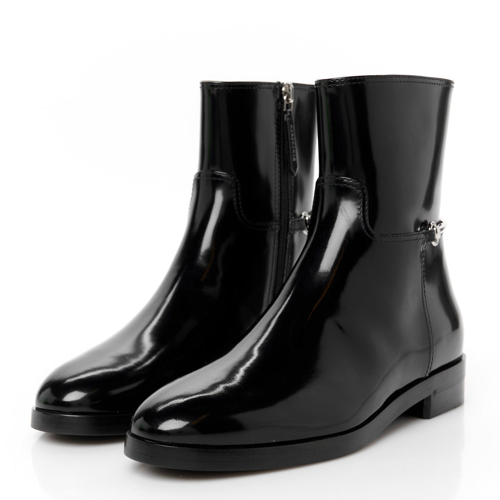 Gucci Brushed Calfskin Michelangelo Slim Horsebit Ankle Boots 36 Black