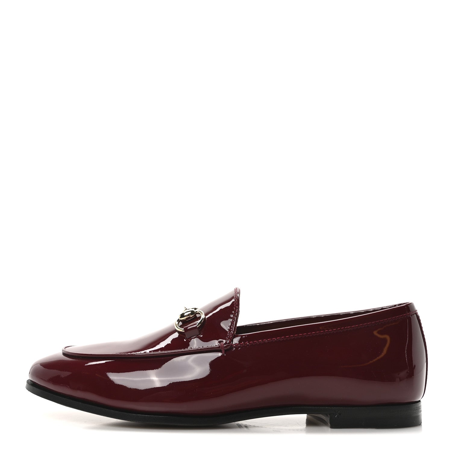 Gucci Vitello Vernice Soft Nappa Womens Jordaan Loafers 36 Rosso Ancora