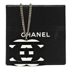 Chanel Enamel Pearl CC Charms Pendant Necklace Black White Gold