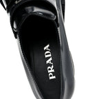 Prada Spazzolato Metal Triangle Logo 85mm Loafers 40 Black