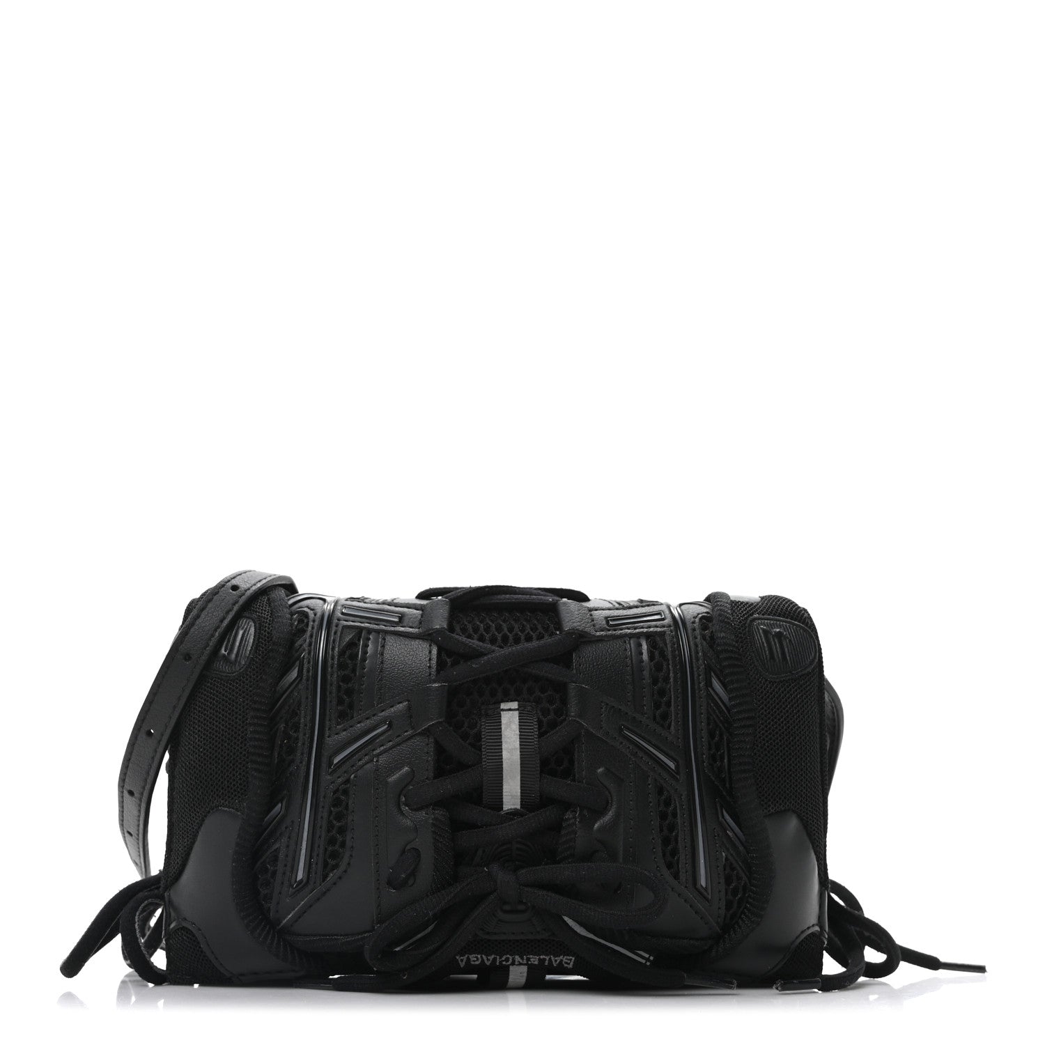 Balenciaga Faux Calfskin Fabric Sneakerhead Phone Crossbody Bag Black