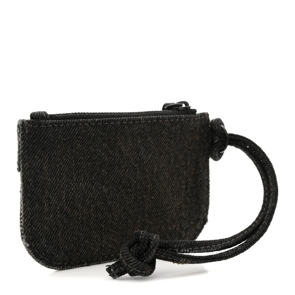 Balenciaga Denim Crystal Coin Purse Black