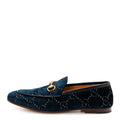 Gucci Velvet GG Monogram Horsebit Mens Jordaan Loafers 9 Blue Beige