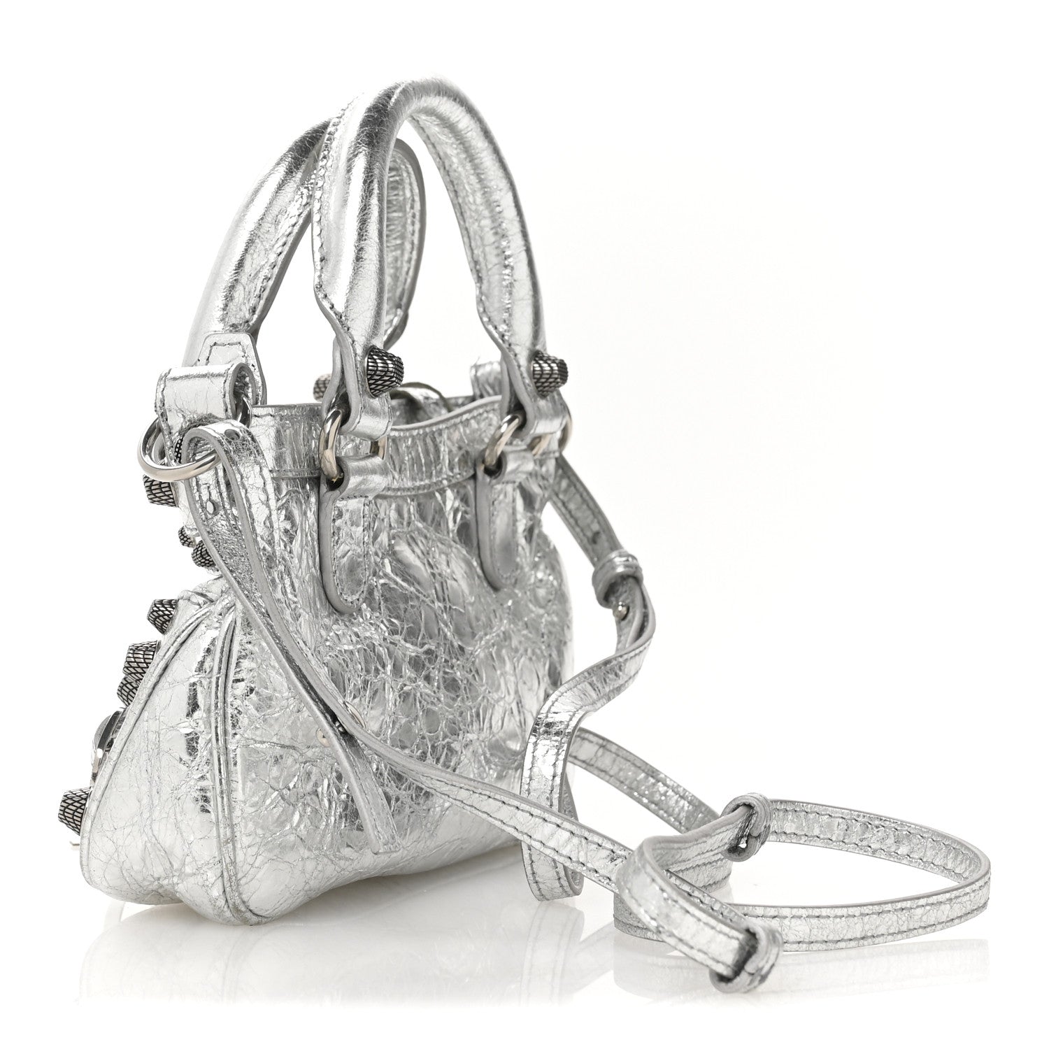 Balenciaga Agneau Arena Neo Cagole Mini Handbag Silver
