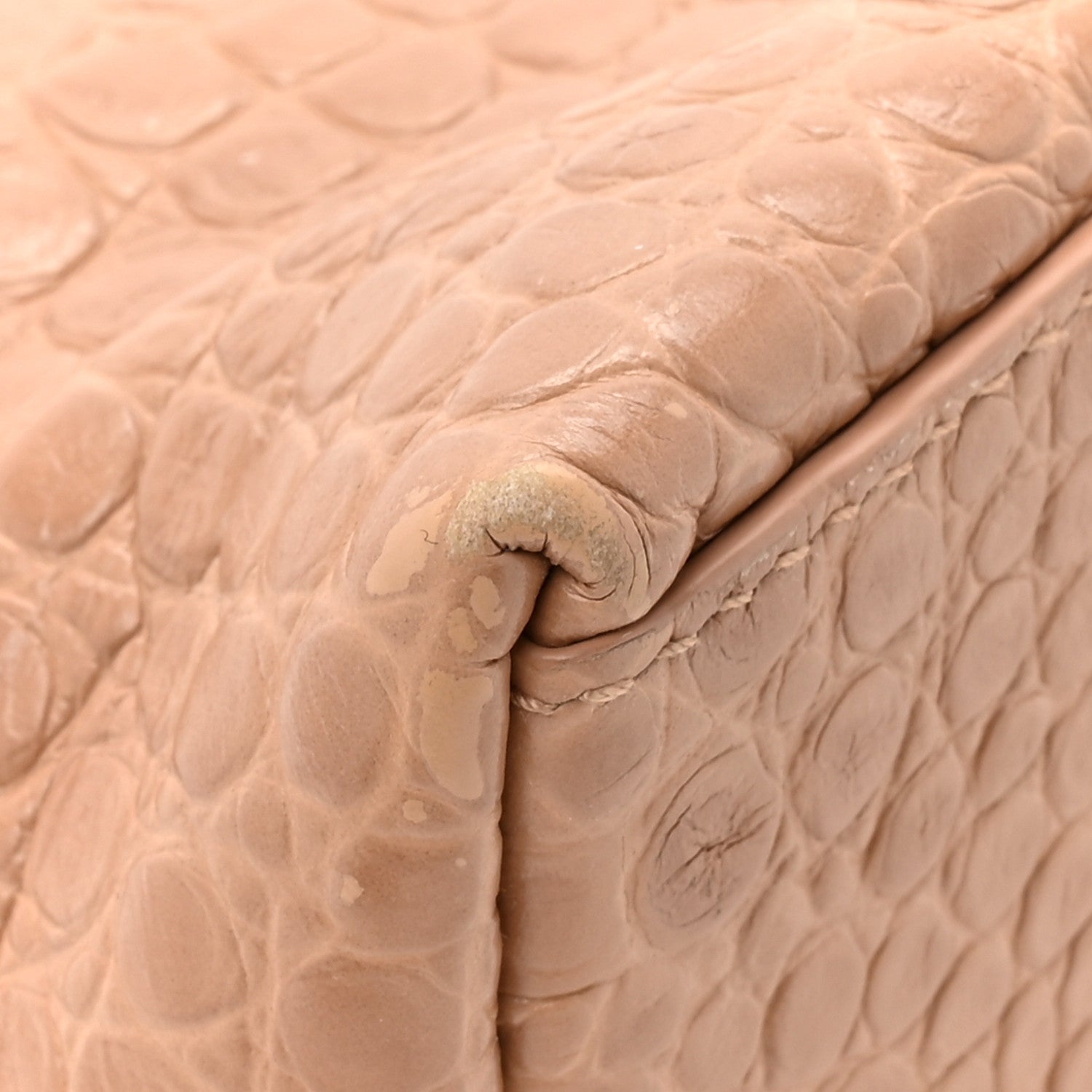 Balenciaga Extra Supple Calfskin Crocodile Embossed Small Downtown Shoulder Bag Nude Beige