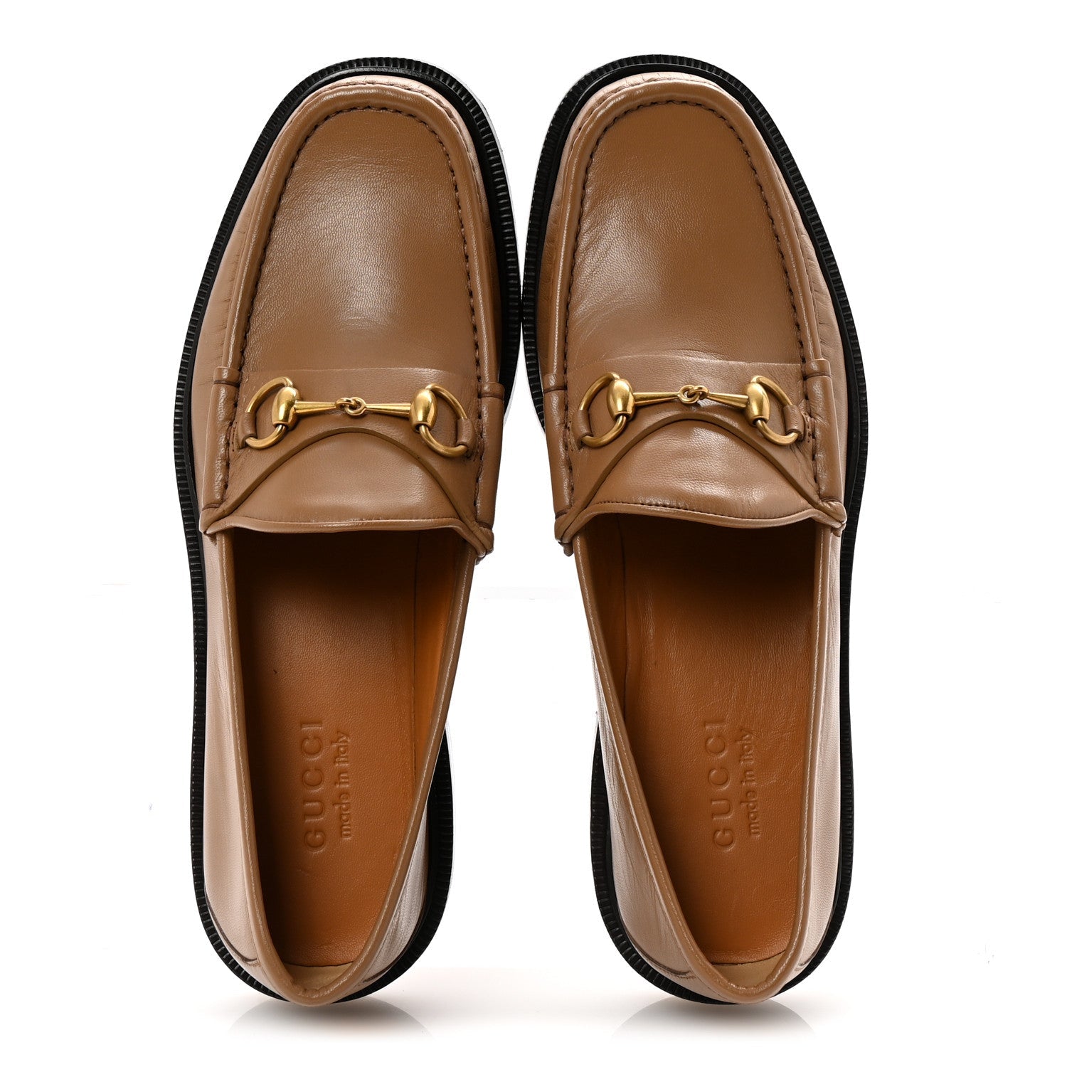 Gucci Mandala Goatskin Mens Horsebit Loafers 10 Friky Taupe